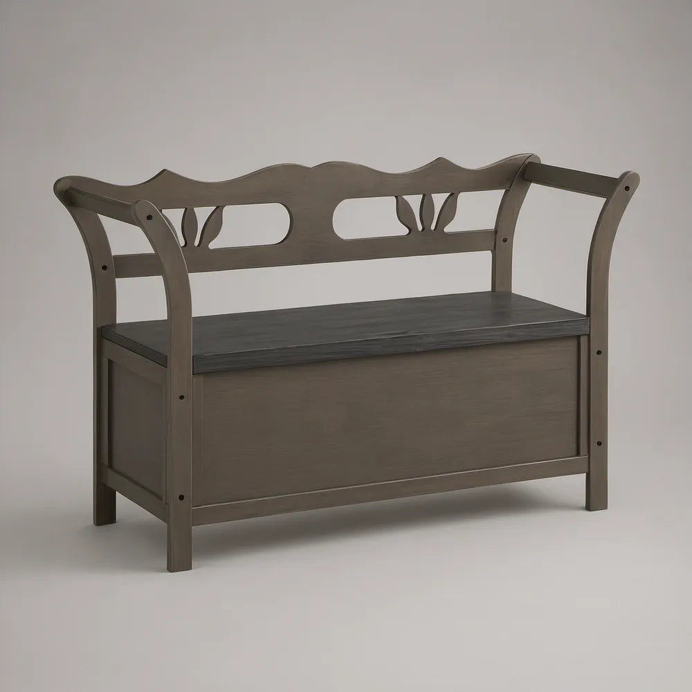 Banco com Arrumação em MDF Cinzento 100 x 42 x 86 cm