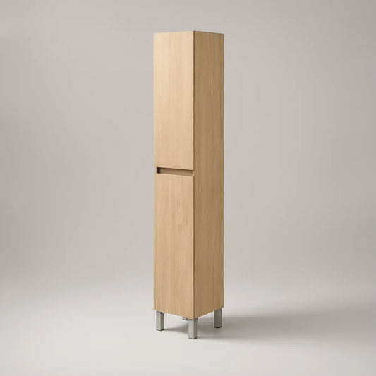 Armário Alto em Carvalho Claro e Prateado com 2 Portas, 30 x 30 x 170 cm