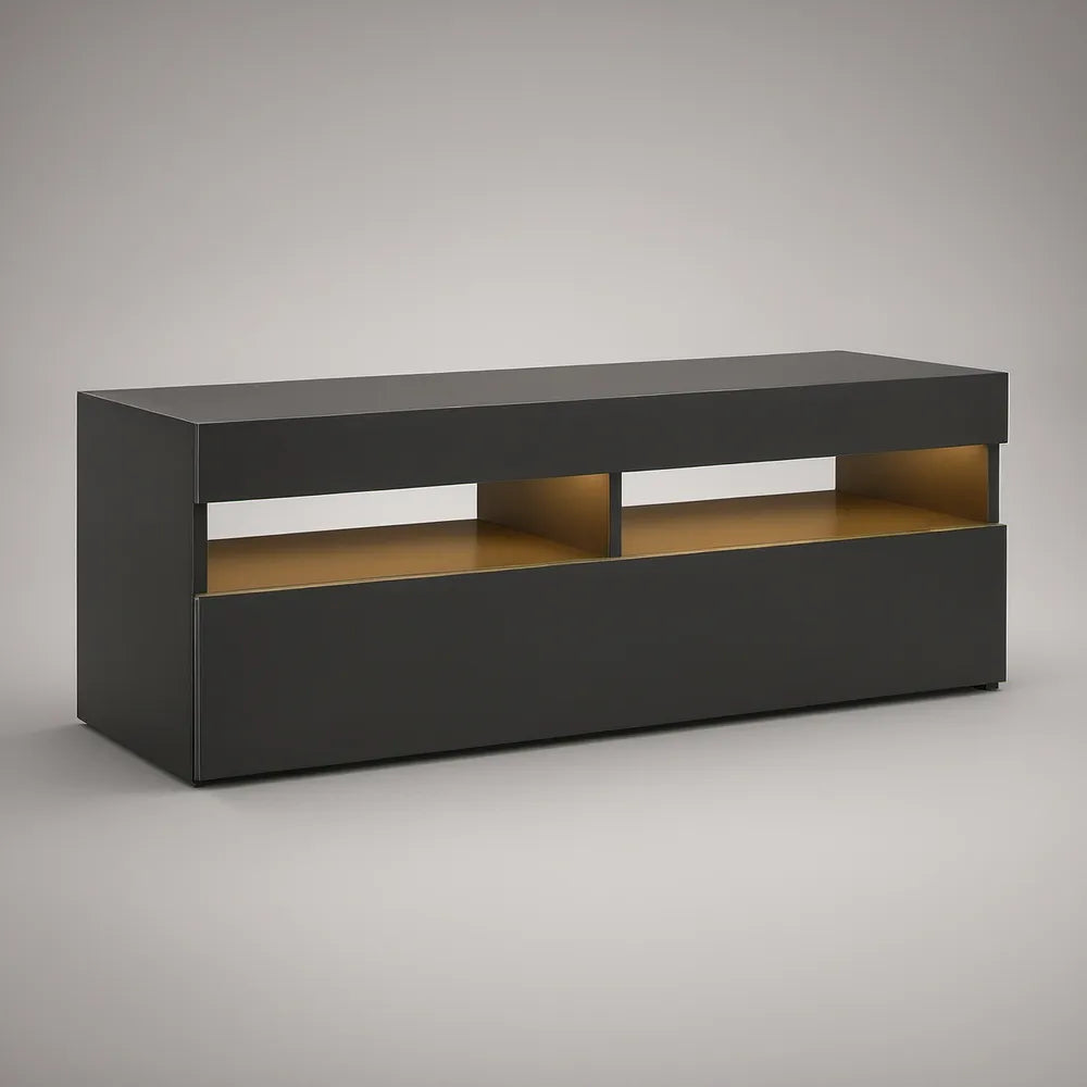 Móvel para TV em MDF Preto e Castanho, 160 x 40 x 55 cm