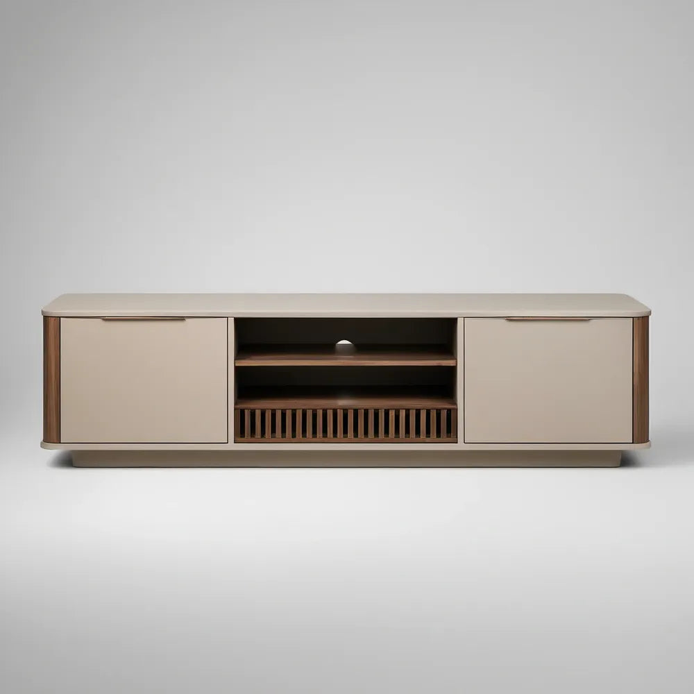 Móvel de TV em MDF Bege e Nogueira Castanha, 180 x 40 x 55 cm