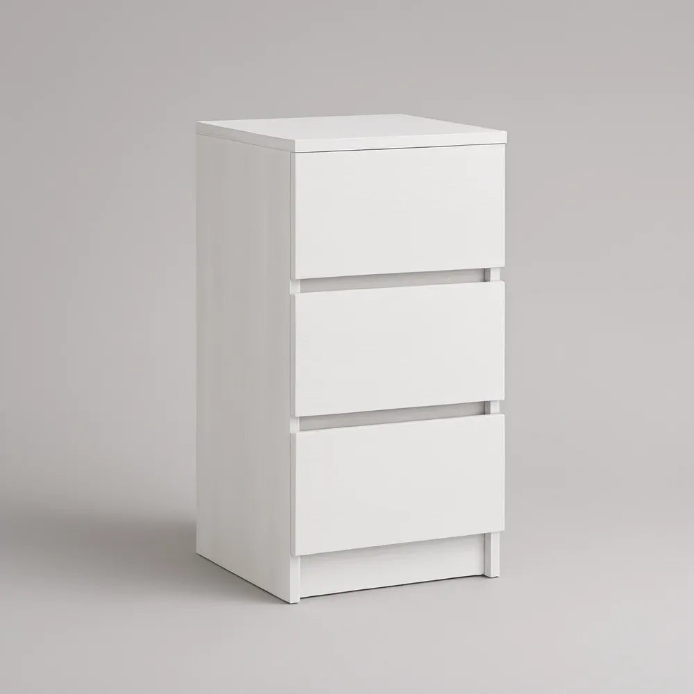 Mesa de Cabeceira Branca com 3 Gavetas, 40 x 35 x 60 cm