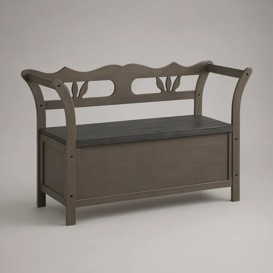 Banco com Arrumação em MDF Cinzento 100 x 42 x 86 cm
