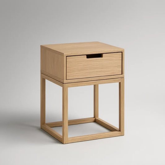Mesa de Cabeceira em Carvalho Natural com Gaveta, 45 x 35 x 60 cm